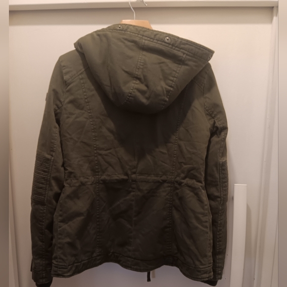 Hollister double lined army green fullzip hooded jacket - Picture 6 of 8